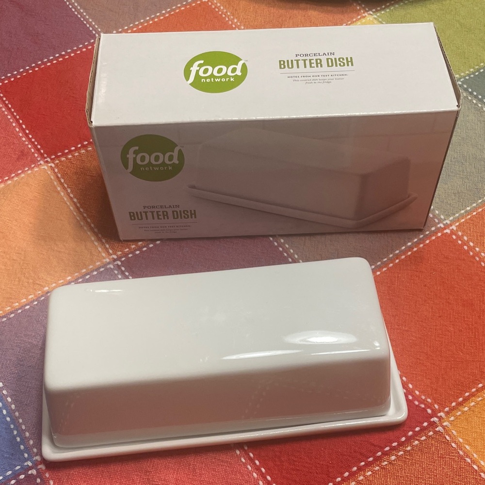 Food Network Porcelain Butter Dish in Classic White